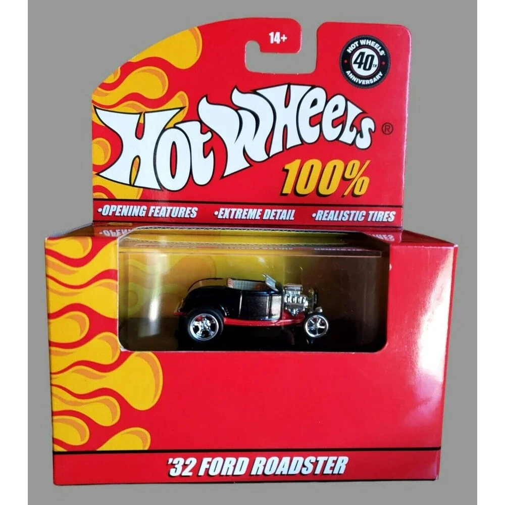 2008 100% Hot Wheels '32 FORD ROADSTER Black 40Th. Anniversary Real Riders M3685